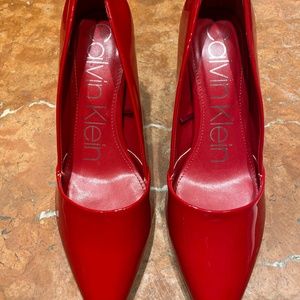 Calvin Klein red patent leather heels